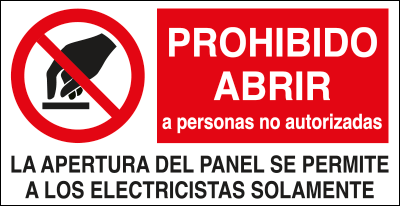 EYS91540C - Sheet n. 16 label "PROHIBIDO ABRIR ..." EN ISO 7010