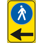 FCR5649Z - Cartello fondo giallo direzione PEDONI a sinistra