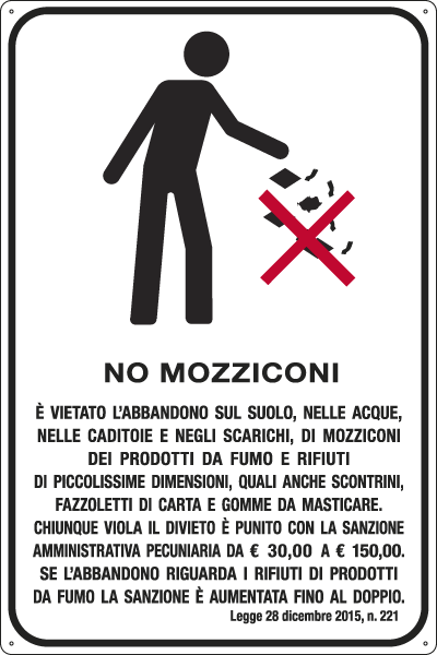 FL5698Y - Cartello vietato l'abbandono sul suolo nelle acque di mozziconi...