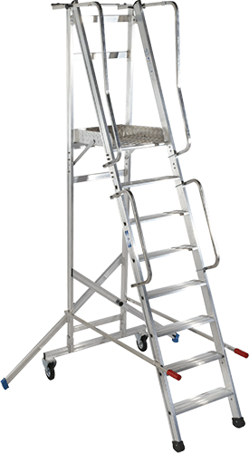 HSP131 - Scala a castello EN131 in alluminio n.7 gradini h. totale 2,75 mt.