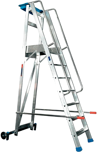 HSP140 - Scala a castello D.Lgs 81 in alluminio n.8 gradini h. totale 3,00 mt.