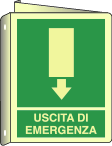 L20107BIWA - cartello bifacciale uscita emergenza luminescente