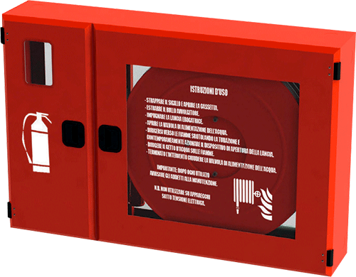 MCN9578 - Cassetta a parete naspo+estintore tubaz.Pyton m 25 portello con lastra