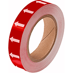 NBTF25RW - frecce adesive in rotolo per tubazioni ROSSO/BIANCO h.mm 25