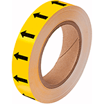 NBTF25YN - frecce adesive in rotolo per tubazioni GIALLO/NERO h.mm 25