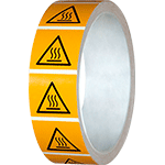 NPS1139100 - rotolo da 250 pittogrammi adesivi lato mm 100 PERICOLO SUPERFICIE CALD