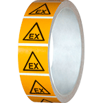 NPS117550 - rotolo da 250 pittogrammi adesivi lato mm  50 PERICOLO ESPLOSIONE