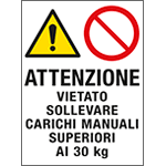 PO5029 - cartello in Polionda Attenzione vietato sollevare carichi.....