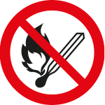 PP1305 - segnale adesivo circolare per pavimenti simbolo vietato usare fiamme..