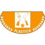 PP701 - bollo mezzaluna fondo arancione per rifiuti di plastica