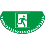 PP711 - bollo mezzaluna fondo verde uscita di emergenza