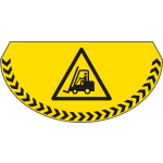 PPS707 - Confezione 10 bolli mezzaluna fondo giallo pericolo carrelli elevatori