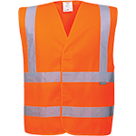 PWT074S/M - Gilet due bande orizzontali e verticali Hi-Vis arancione S/M