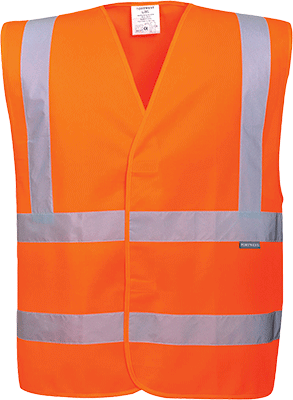 PWT074S/M - Gilet due bande orizzontali e verticali Hi-Vis arancione S/M