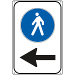 R5647Y - Cartello bianco Pedoni a sinistra