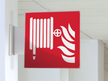 SECET13BA - segnale vetro CRYSTAL bifacciale lancia antincendio EN ISO 7010