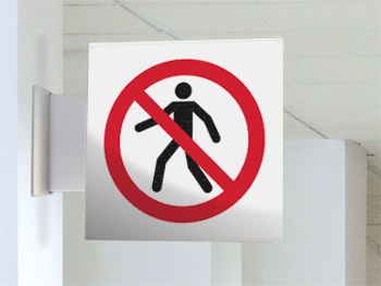 SECET19BB - segnale vetro CRYSTAL bifacciale vietato pedoni EN ISO 7010