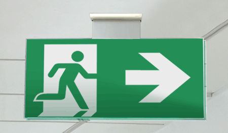 SECET24SC - segnale vetro CRYSTAL sospesa uscita emergenza dx EN 7010 E002