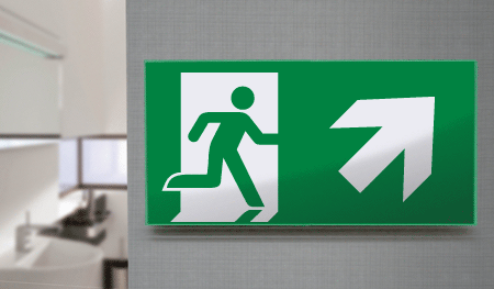 SECET30D - segnale vetro CRYSTAL monofacc.uscita emergenza dx alto EN 7010 E002