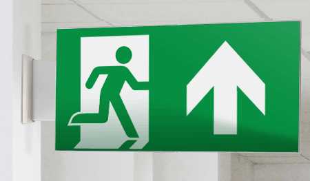 SECET32BC - segnale vetro CRYSTAL bifacc.uscita emergenza NORD