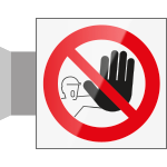 SECT17BA - segnale in vetro CRYSTAL a bandiera bifacciale 150x150 piu'simbolo