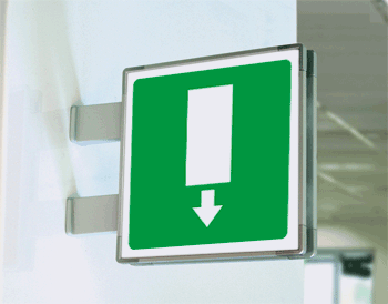 SEM15152BG - segnale alluminio METAL a bandiera bifacciale piu'simbolo 210x210