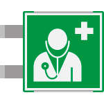 SEME15118BAC - segnal. all.Metal prof.VERDE bifacciale Presidio Medico EN ISO 7010