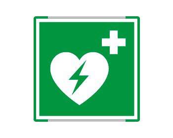 SEME15156AC - segnal. all.Metal mono profilo VERDE Defibrillatore  EN ISO 7010 E010