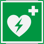 SEME15156GC - segnal. all.Metal mono profilo VERDE Defibrillatore  EN ISO 7010 E010