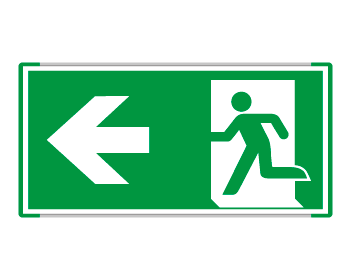 SEME715101MC - Segnale all. Metal monofacc.profilo VERDE Uscita emergenza sx ISO 7010