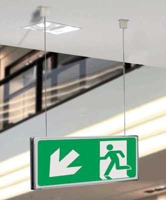 SEME715107SNC - segnaletica all.Metal VERDE sospesa Uscita Emergenza S.O. EN ISO 7010