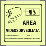 SEML5008GC - targa monofacciale fotoluminescente METAL Area videosorvegliata