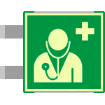 SEMLE15118BGC - targa bifacciale fotoluminescente METAL Personale medico EN ISO 7010