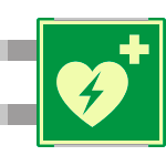 SEMLE15156BGC - targa bifacciale fotoluminescente METAL Defibrillatore EN ISO 7010