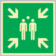 SEMLE15180A - targa monofacciale fotoluminescente METAL Punto d'incontro EN ISO 7010