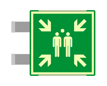 SEMLE15180BAC - targa bifacciale fotoluminescente METAL Punto d'incontro EN ISO 7010