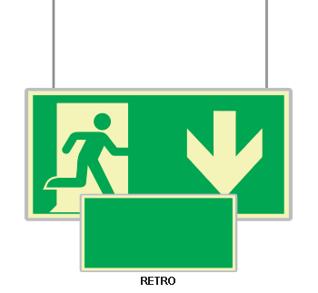 SEMLE715104SN - targa bifacciale fotoluminescente METAL sospesa Uscita emergenza Sud