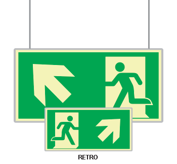SEMLE715105SM - targa bifacciale fotoluminescente METAL sospeso Uscita emergenza a NO