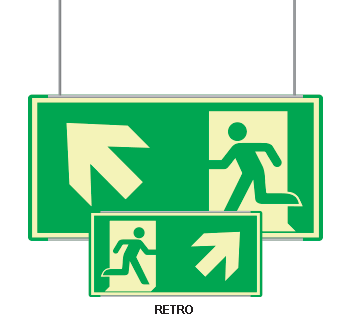 SEMLE715105SMC - targa bifacciale fotoluminescente METAL sospeso Uscita emergenza a NO