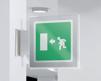 SEP15154BW - segnale plexiglass PLEXI a bandiera bifacciale 200x200 piu'simbolo