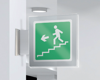 SEP15161BW - segnale plexiglass PLEXI a bandiera bifacciale 200x200 piu'simbolo