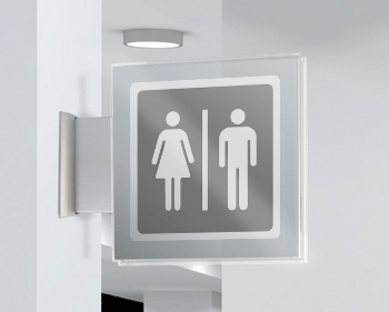 SEP15644BW - segnale plexiglass PLEXI a bandiera bifacciale 200x200 piu'simbolo