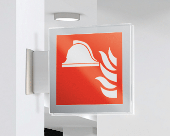 SEPE15111BW - targa Plexi bifacciale Presidio antincendio EN ISO 7010 F004