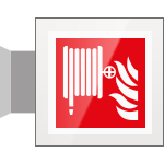 SEPE15115BW - targa Plexi bifacciale Lancia antincendio EN ISO 7010 F002