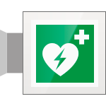 SEPE15156BW - targa Plexi bifacciale Defribillatore EN ISO 7010 E010