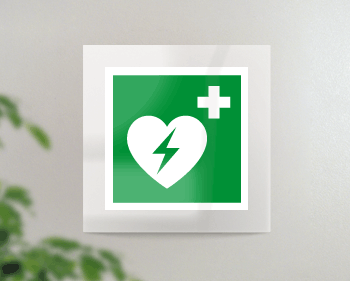 SEPE15156FW - targa Plexi monofacciale Defribillatore fiss.inv.EN ISO 7010 E010