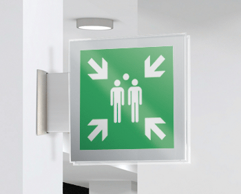 SEPE15180BW - targa Plexi bifacciale Punto raccolta EN ISO 7010 E007