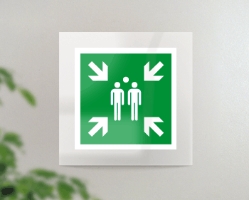 SEPE15180FW - targa Plexi monofacciale Punto raccolta fiss.inv. EN ISO 7010 E007