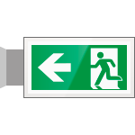 SEPE715101BR - targa PLexiglass bifacciale uscita di emergenza sn EN ISO 7010 E001