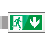 SEPE715104BR - targa PLexiglass bifacc. Uscita emergenza indietro EN ISO 7010 E002